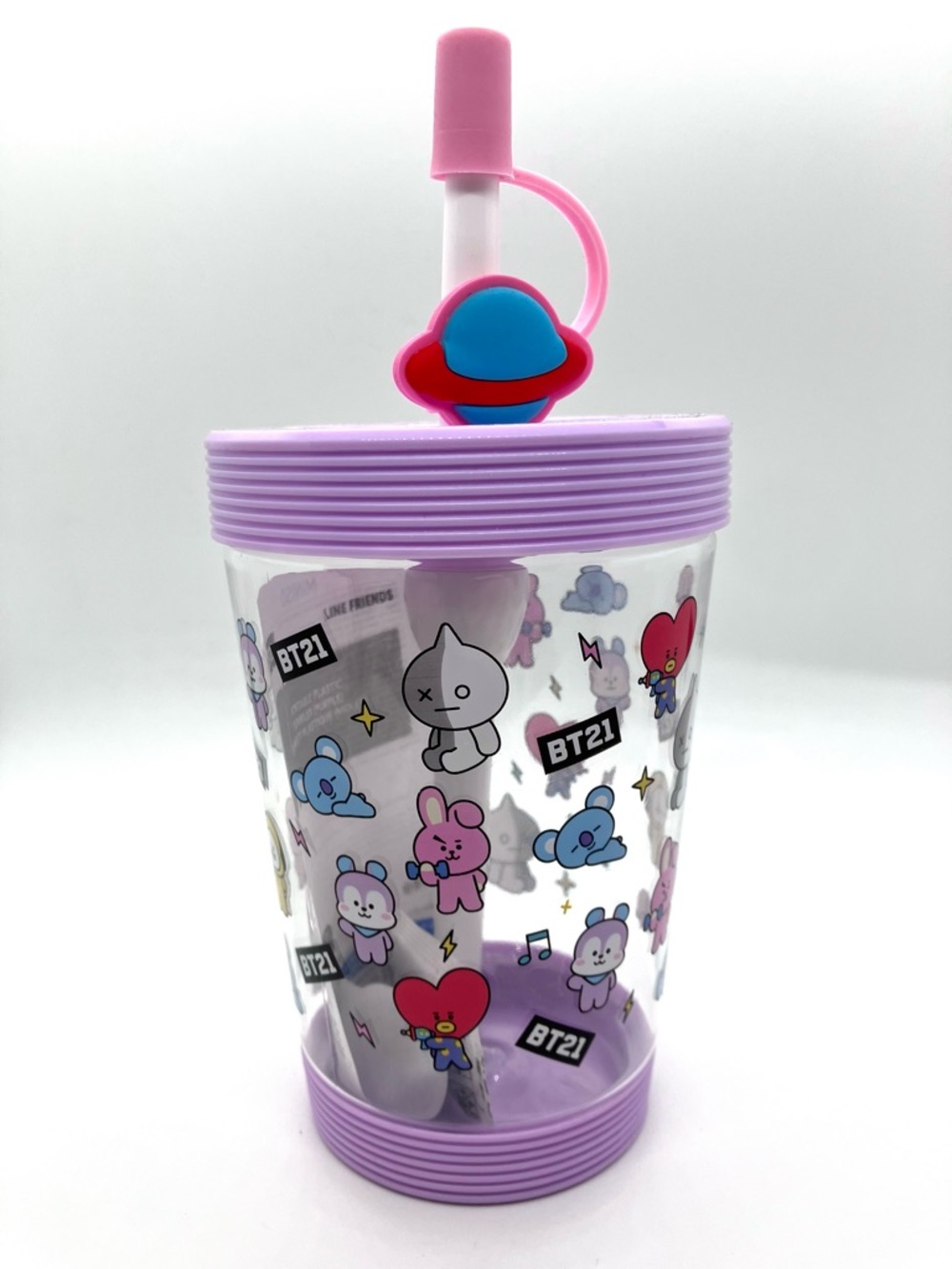 BT21 x Miniso Purple and Clear Tumbler with Straw, New - Picture 4 of 5